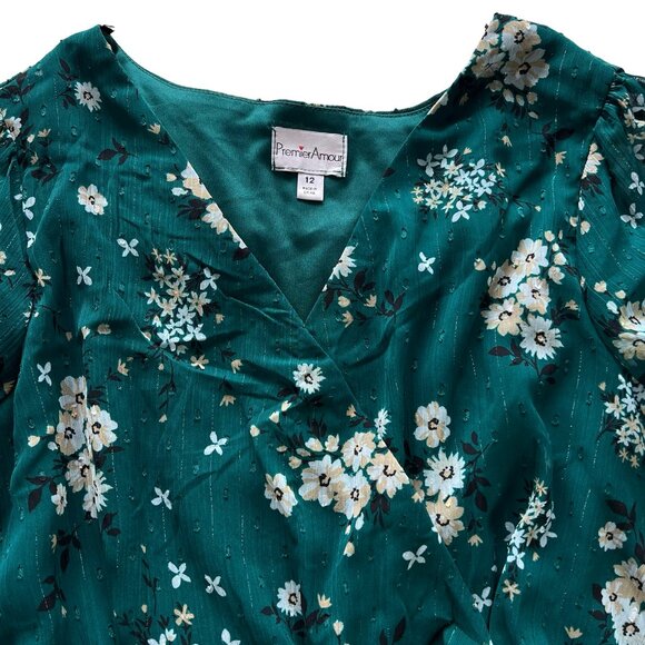 Green Floral Maxi Dress. Perfect Spring Outfit. Premier Amour Size 12. - Picture 2 of 12